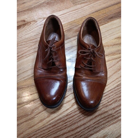 Johnston & Murphy Passport 10W Brown Leather Cap Toe Derby Oxford Shoes Italy - Picture 2 of 11